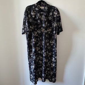 Loft Kimono Duster open front floral midi length